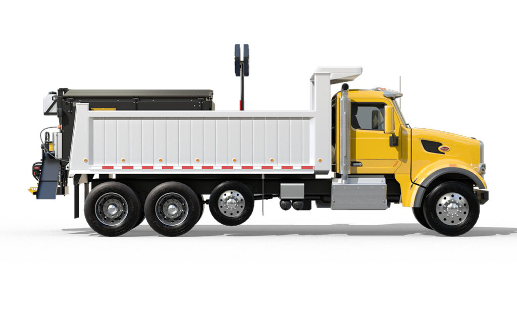 Side view of Thermo-Lay asphalt patching slide-in unit.